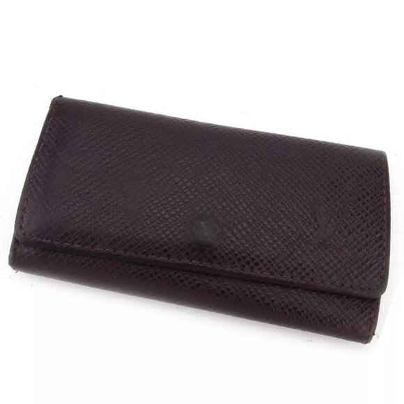 LOUIS VUITTON key case Taiga Bordeaux Taigareza - Authentic used D2230 - Picture 1 of 9